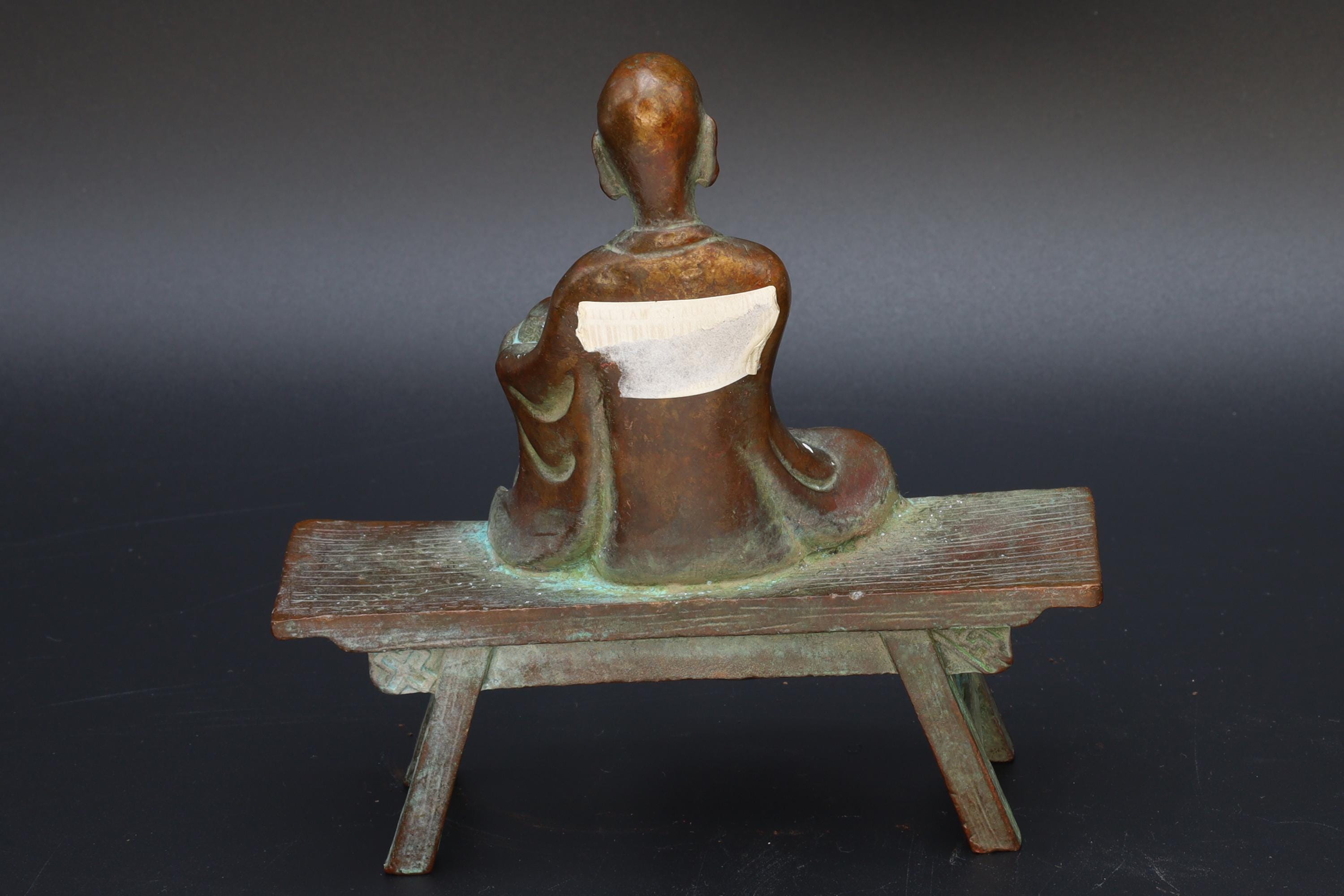 Amitabha Buddha Sitting On The Bench Enshrine, Meditating Bodhisattva, Early 20th Century Republic Period. Oriental Sculpture Art