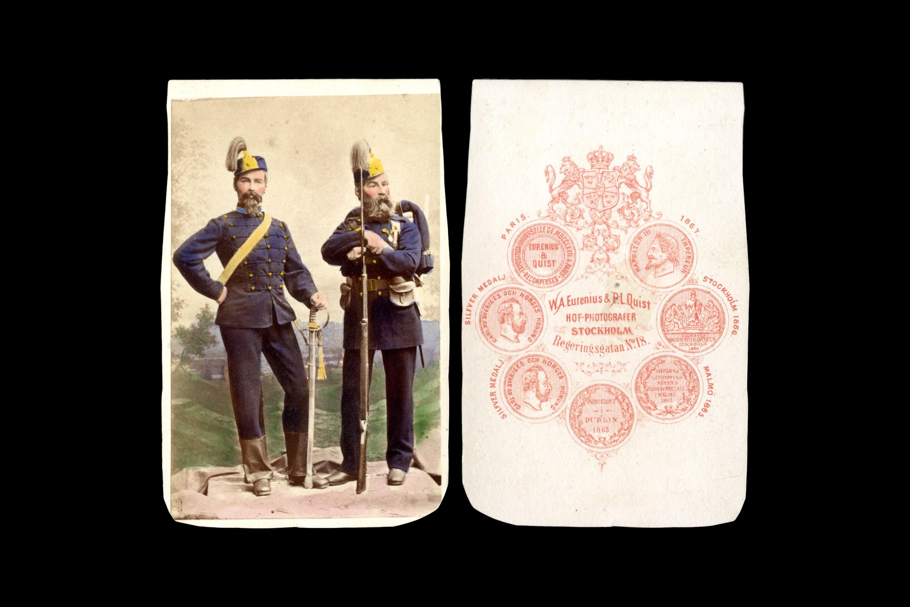 Antique 1870s Carte De Visite With Varmland Rifle Corps Soldier, Traditional Scandinavian Costumes From Sweden, Photo By Eurenius And Quist