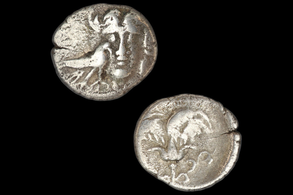 Ancient Greek Silver Coin, Caria, Mylasa, 2nd Century BCE Rhodian Drachm, God Helios And Rose Flower, Numismatics And Historical Antiquities