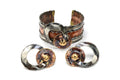 Jewelry Set By Ndebele Women Of South Africa, A Cuff Bracelet And Matching Large Pierced Stud Earrings, Mixed Media Metals, Brutalist Design