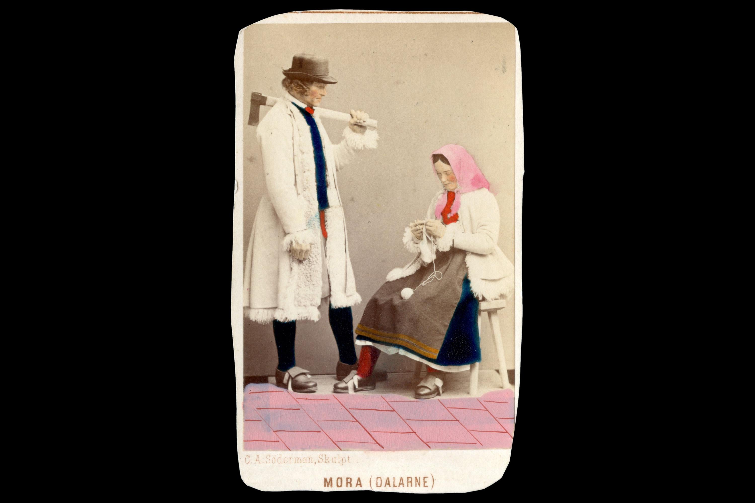 Antique 1870s Carte De Visite With A Couple In Traditional Swedish Folk Costumes From Mora Dalarne, Sweden, Photograph By Eurenius And Quist