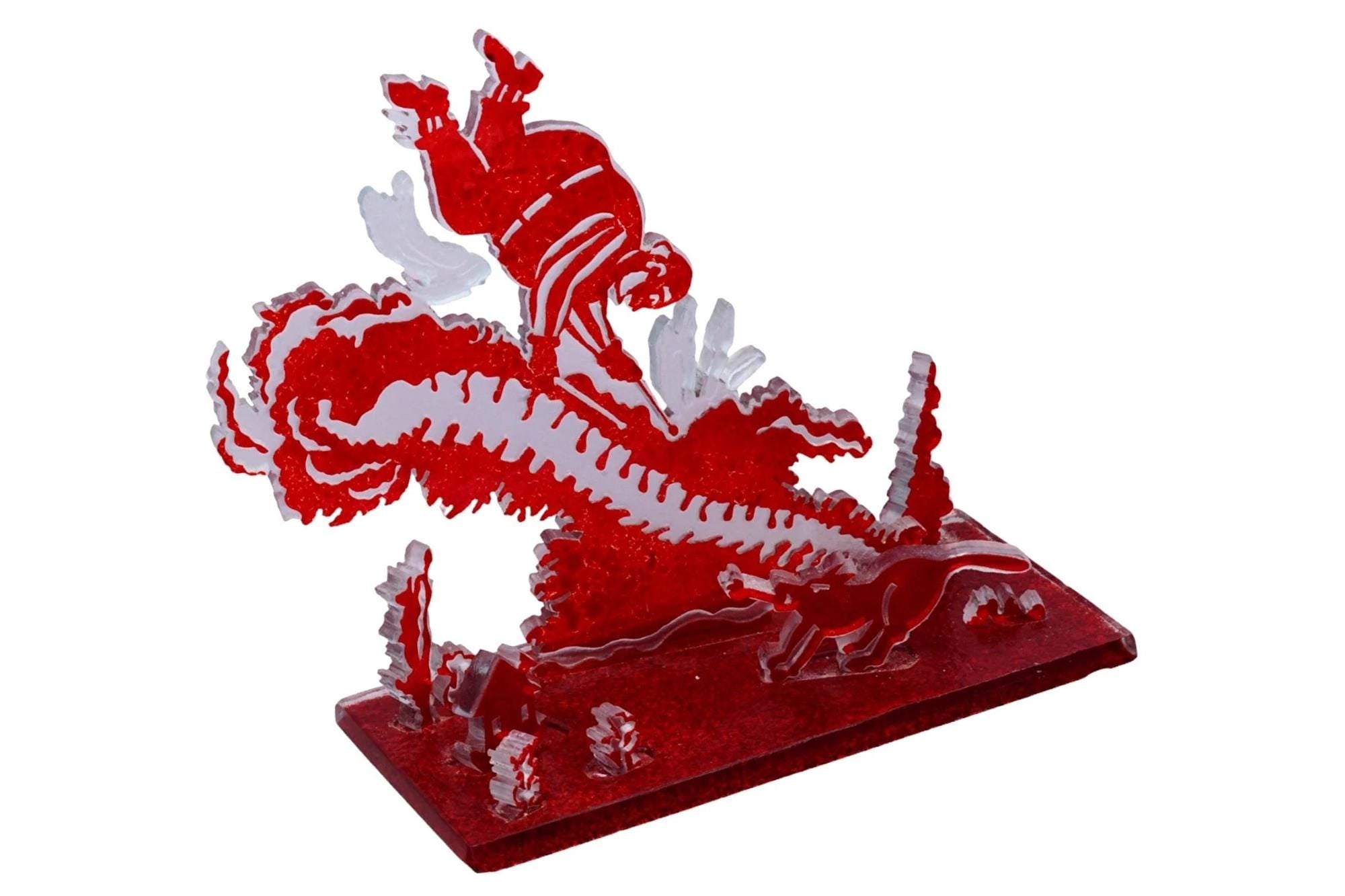 Allegra Marquart, A Contemporary American Sculpture Hand Signed And Signed, Knick Knack Spine, Sandblasted Ruby Red Cut And Assembled Glass