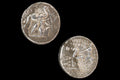 Ancient Roman Republic, Silver Denarius Coin, Surrender Of King Aretas III Of Nabatea, Camel And Cuadriga, Numismatics And Antiquities