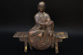 Amitabha Buddha Sitting On The Bench Enshrine, Meditating Bodhisattva, Early 20th Century Republic Period. Oriental Sculpture Art
