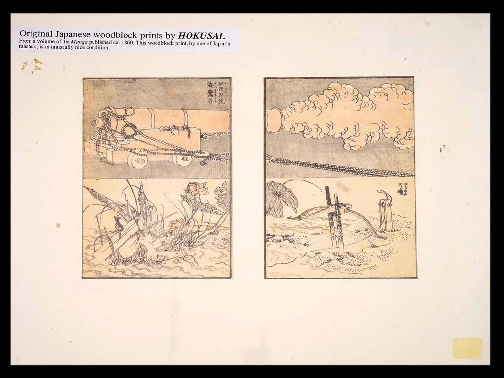 Katsushika Hokusai, Antique 1860 Rare Woodblock Art Print, Firearms Militaria, Japanese Edo Era Artworks And Publications, Oriental Art