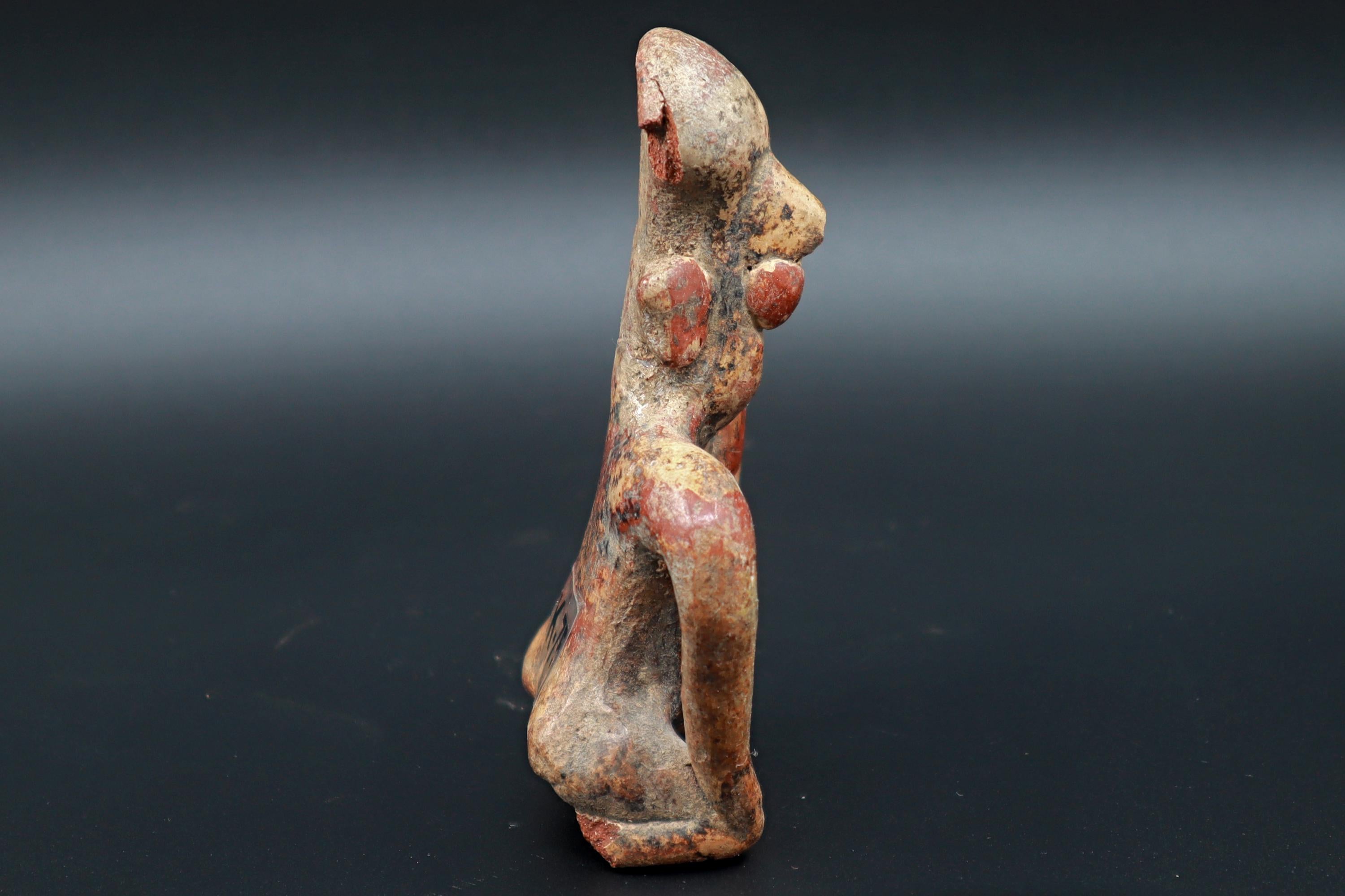 Ancient Pre Columbian Nayarit Pottery Chief, Zoomorphic Male Figure, Chinesco Type 300 BCE to 300 AD, West Mexico, Mesoamerican Burial Art