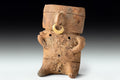 Quimbaya, Pre-Columbian Ceramic And 12 Karats Gold Figure Statuette. South America, Colombia Tomb Guardian Circa 13th Century AD Antiquities