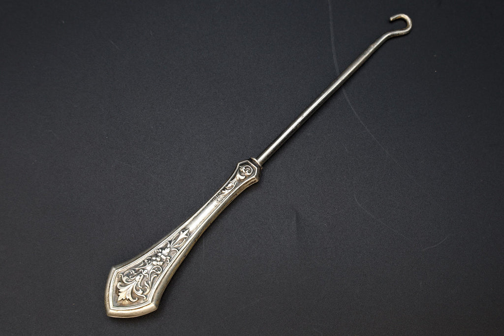 Antique 1890s Button Hook In Art Nouveau Style, American Sterling Silver, Victorian Era Dressing Tools, Fashion Accessories And Collectibles