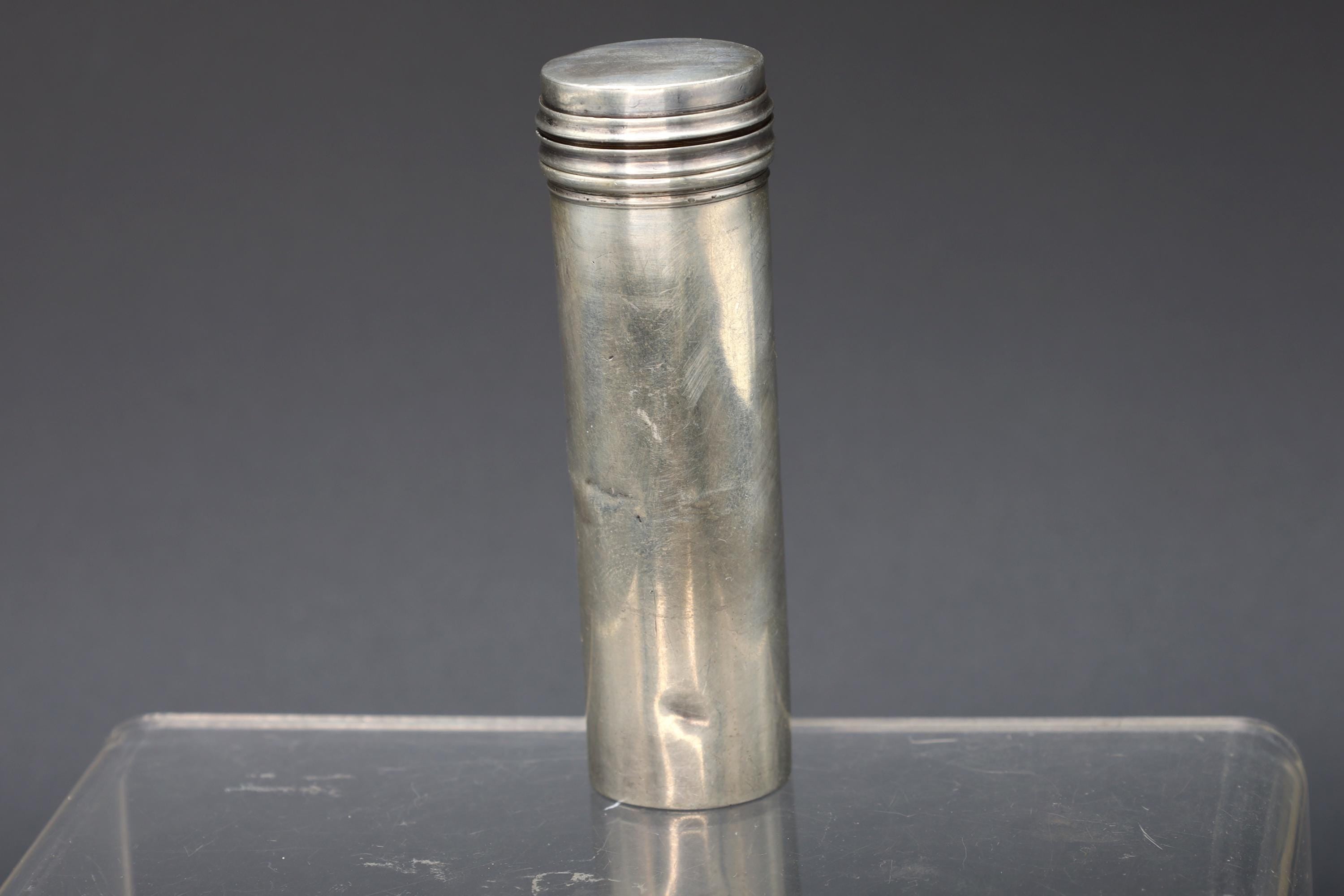 Shaving Brush On Case, Antique Birmingham 1849 Francis Clark Silver Hallmarks, Extremely Rare Findings, Victorian Era England Accessories