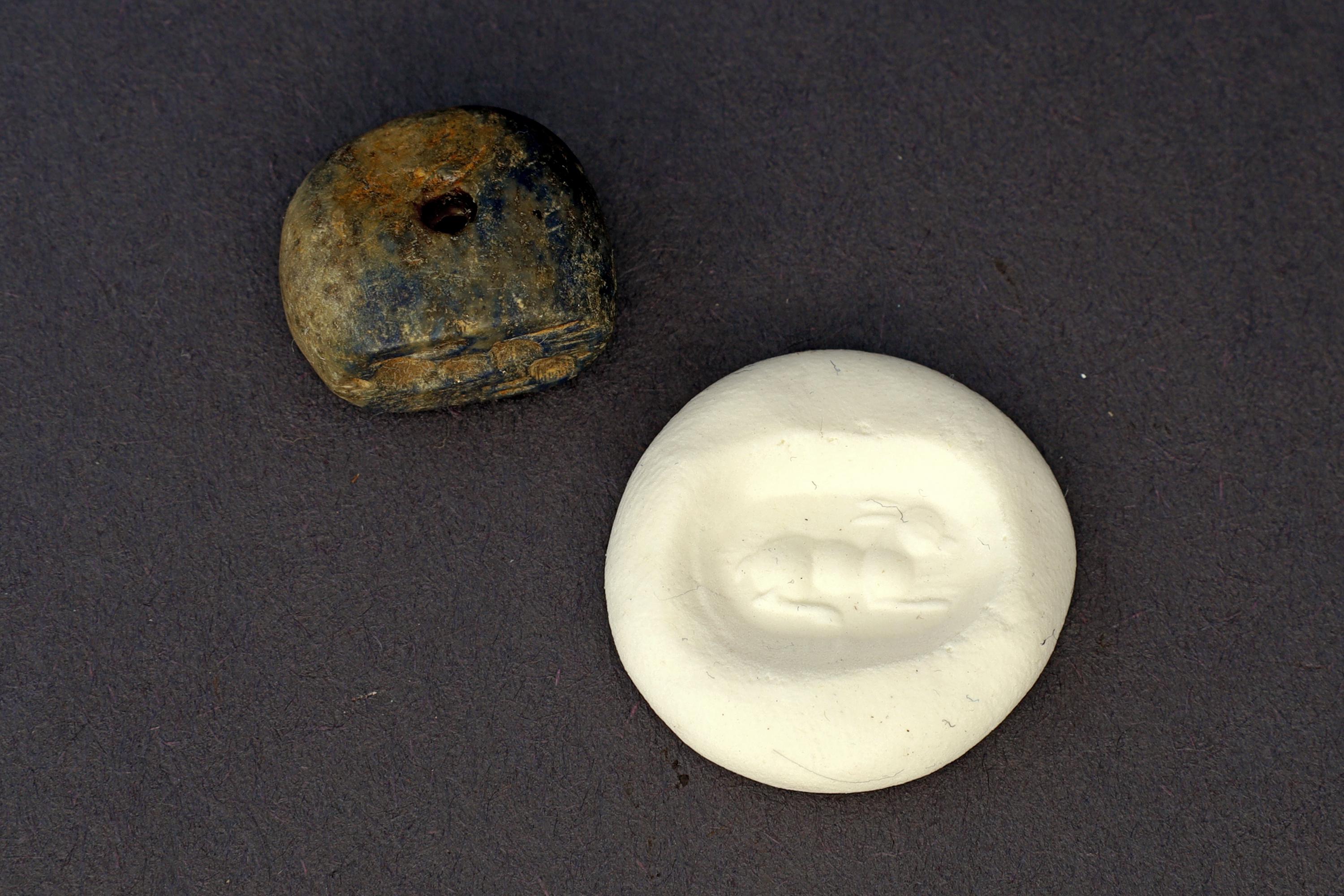 Ancient Elam Civilization, Carved Lapis lazuli Seal Stamp With Ram Sheep Animal, Pendant Bead, Circa 2nd Millenium BCE, Antiquities Art