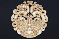 Chinese Round Amulet, Carved Stone Taotie Face Mythological Animals, Round Pendant Two Sided Dragons, Feng Shui, Oriental Asian Accessories