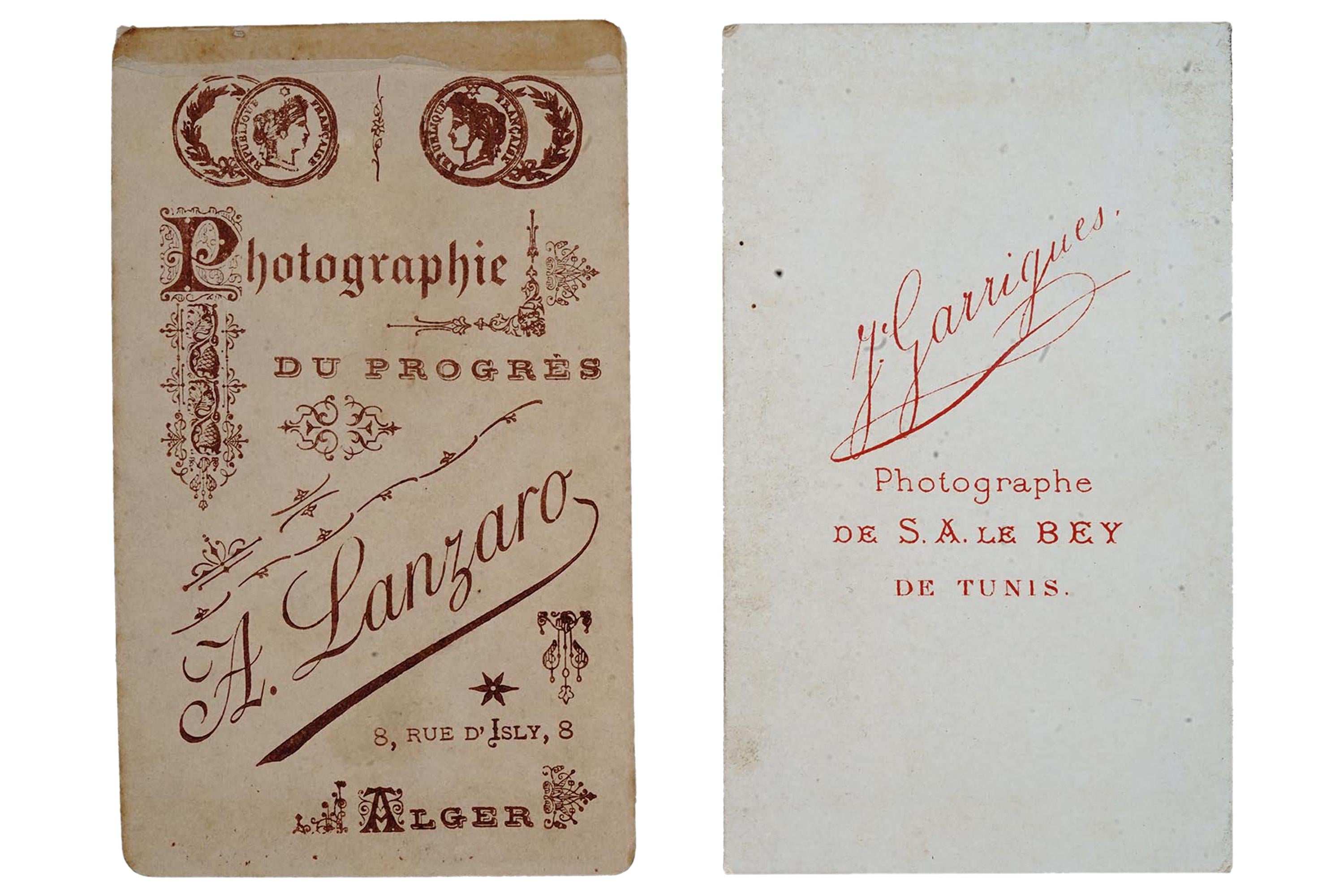 Antique 19th Century French Military Carte de Visite Photographs, Pair Of 1890s Cabinet Portraits Of Young Male Soldiers, North Africa