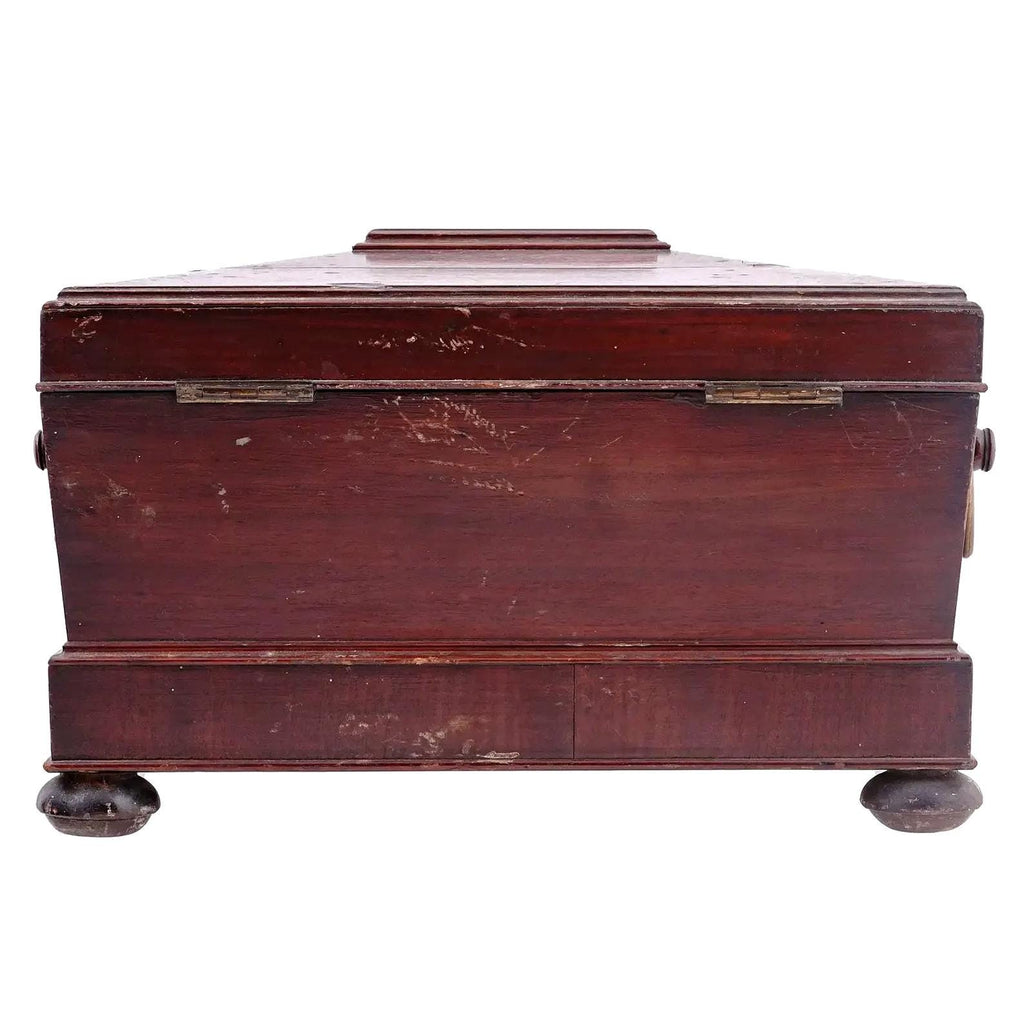 Antique 19th Century Legged And Lidded Wooden Jewelry Chest Box, France, Furniture Accessories, European Small Storage