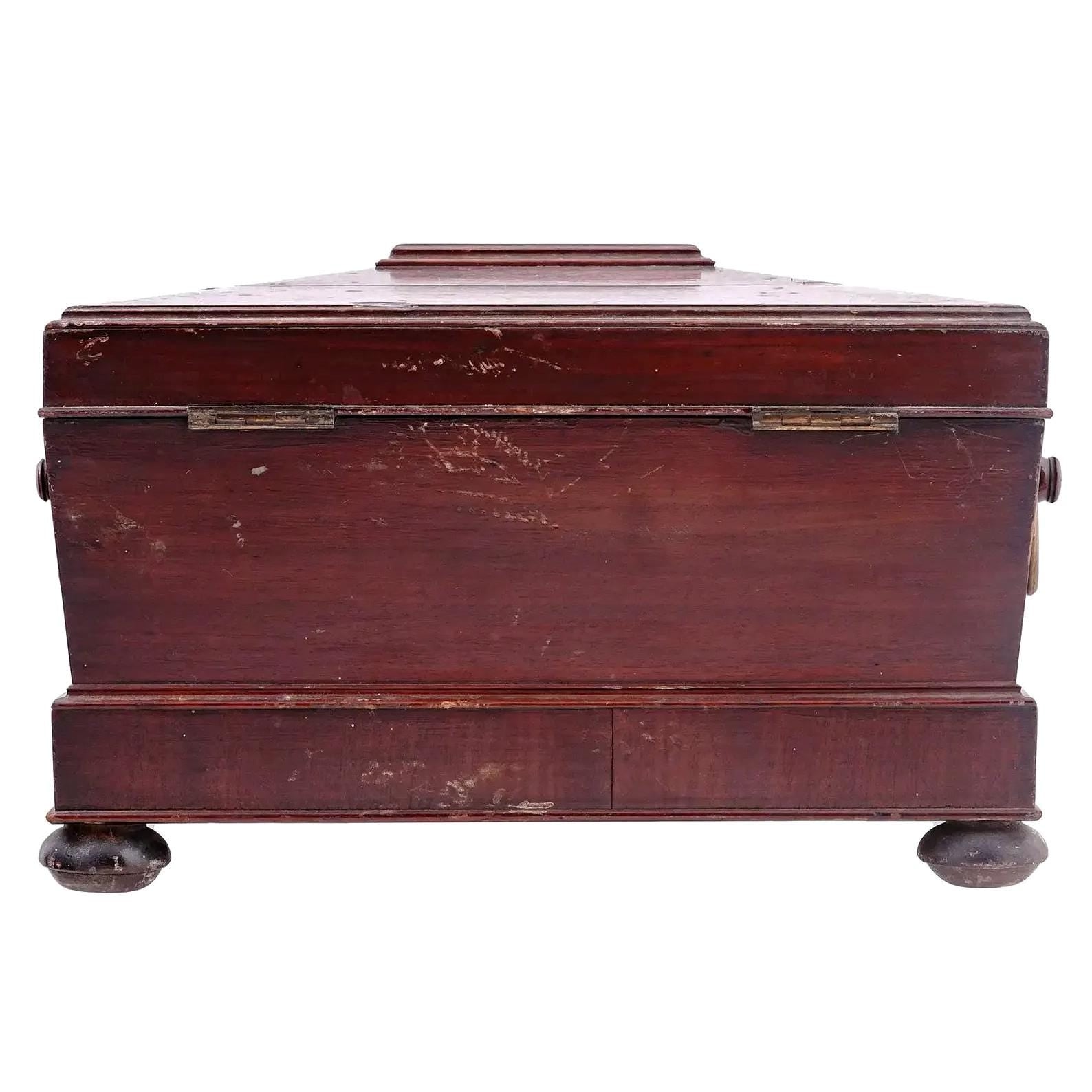 Antique 19th Century Legged And Lidded Wooden Jewelry Chest Box, France, Furniture Accessories, European Small Storage