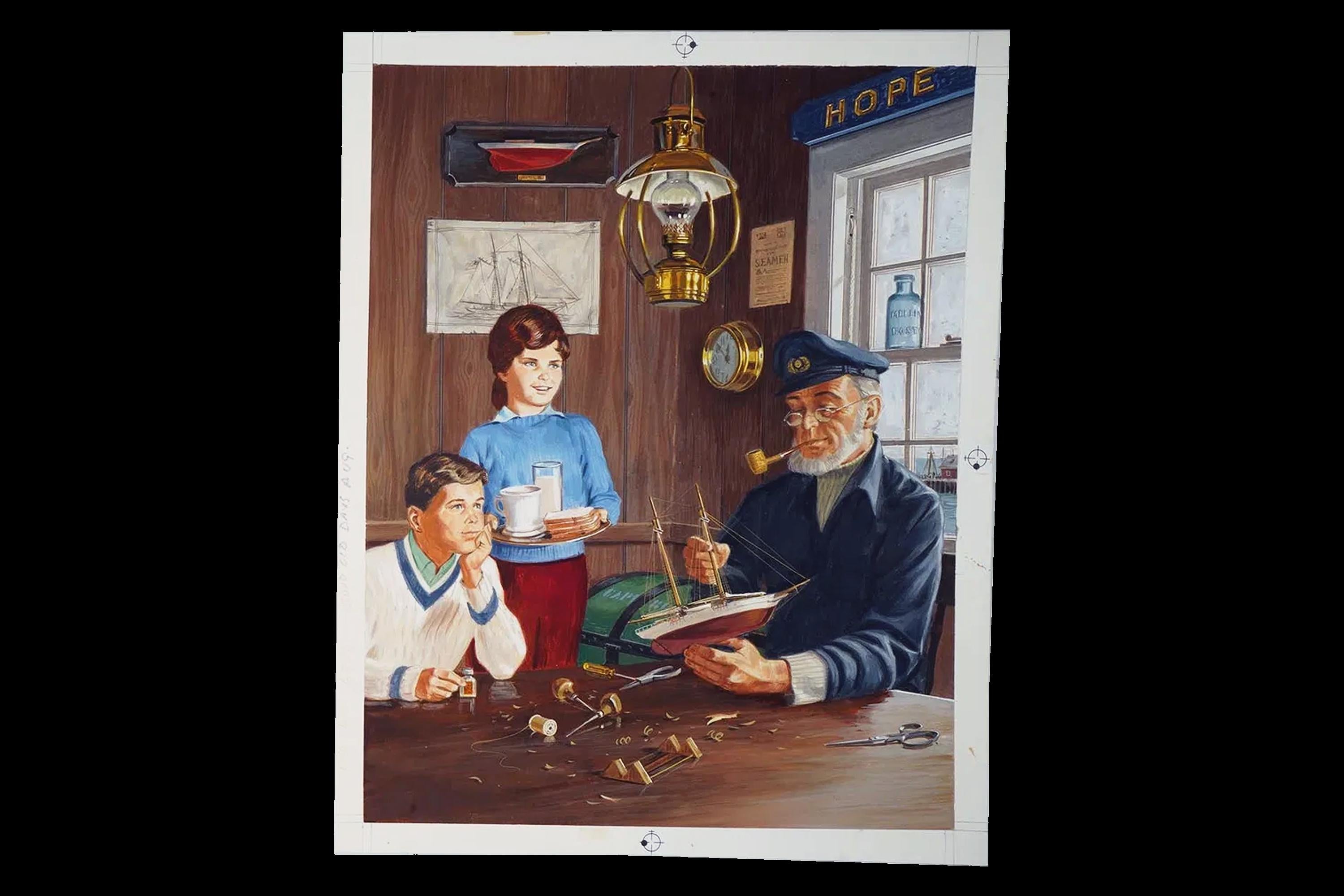 Hope, Hand Painted Illustration For August Back To School Number Of The Good Old Days  Magazine, Vintage 1950s Nautical Art