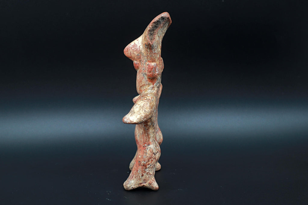 Ancient Pre Columbian Nayarit Pottery Art, Full Body Female Figure, Chinesco Type 300 BCE to 300 AD, West Mexico, Mesoamerican Burial Idol