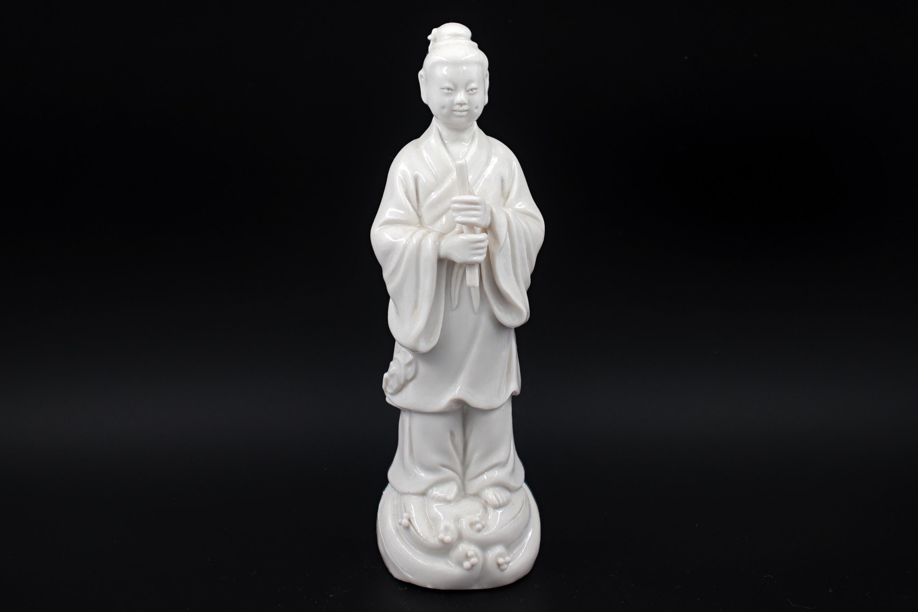 Antique Early 20th Century Dehua, Blanc De Chine Porcelain Statuette Of Guanyin, Female Bodhisattva, Asian Folk Religions, Buddhism Decor