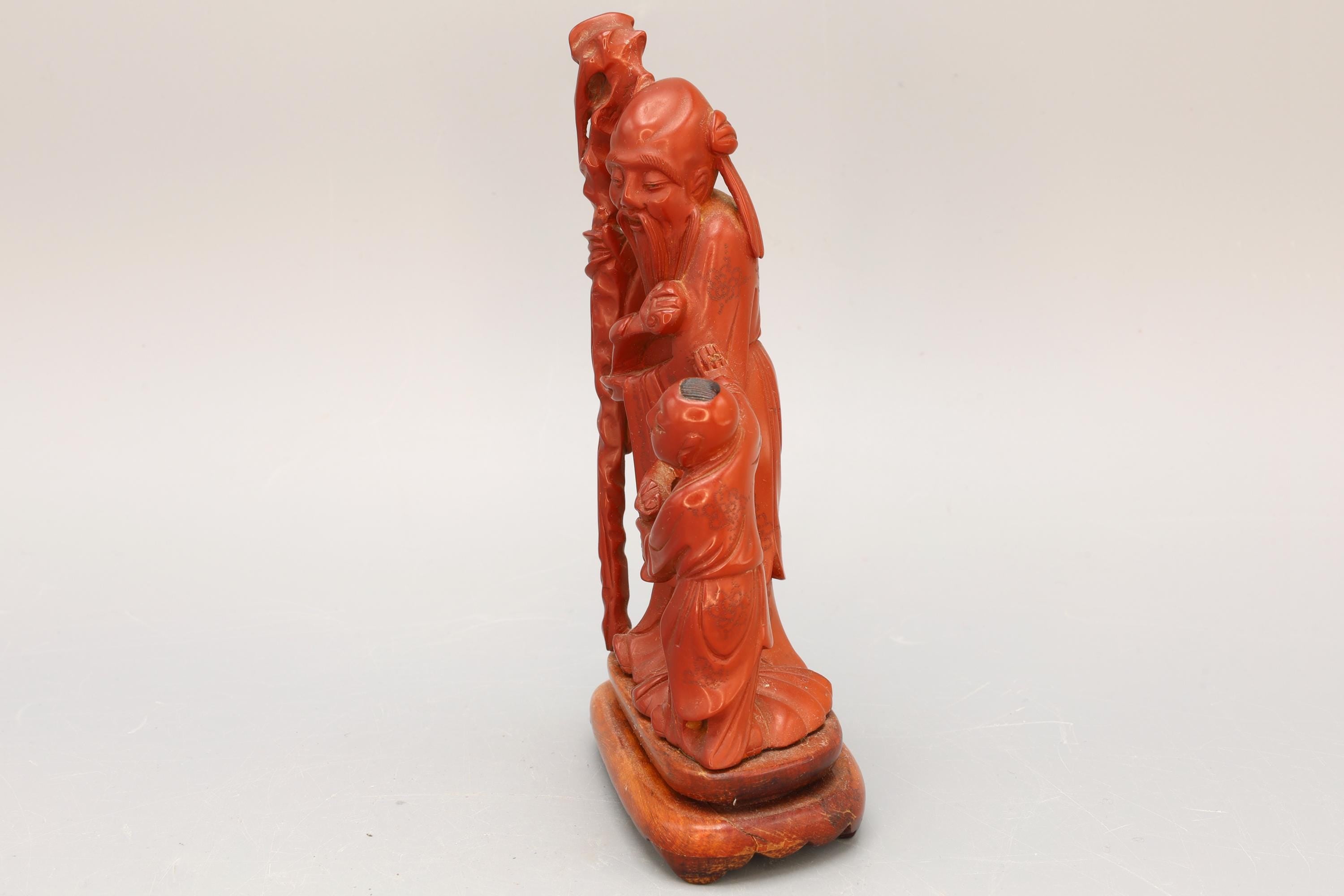 Japanese Hand Carved Wood Figure With An Old Scholar And A Young Companion Student, A Child Pupil, Buddhist Oriental Arts And Crafts
