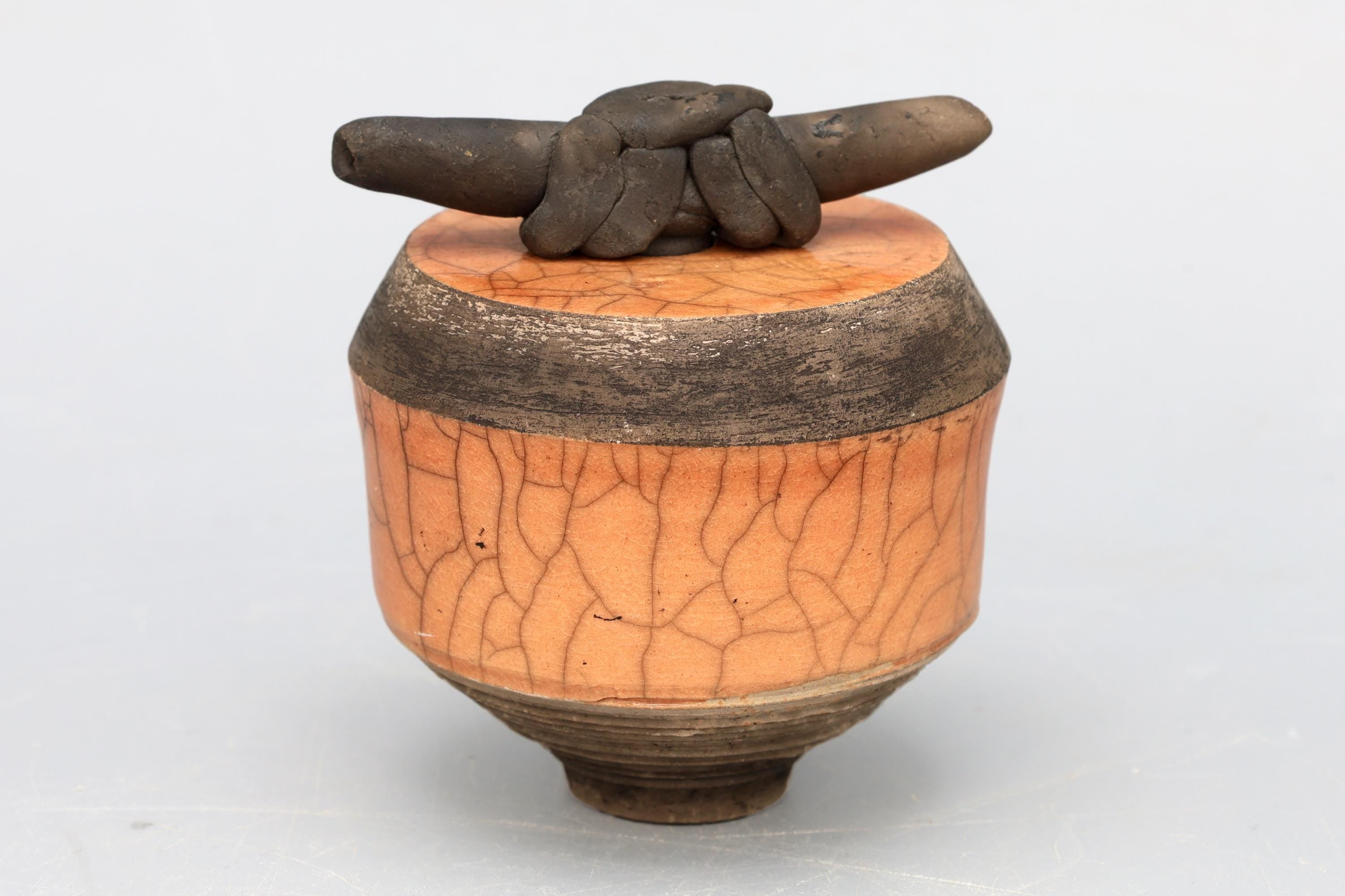 Perfume Bottle With Applicator, American Ceramic Art Piece By Janet Barsky 1995, Fine Arts Pottery