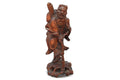 Antique Chinese Carved Wooden Statue Representing The Daoist Immortal Li Tieguai, Beggar Leaning On A Crutch, Oriental Arts And Crafts