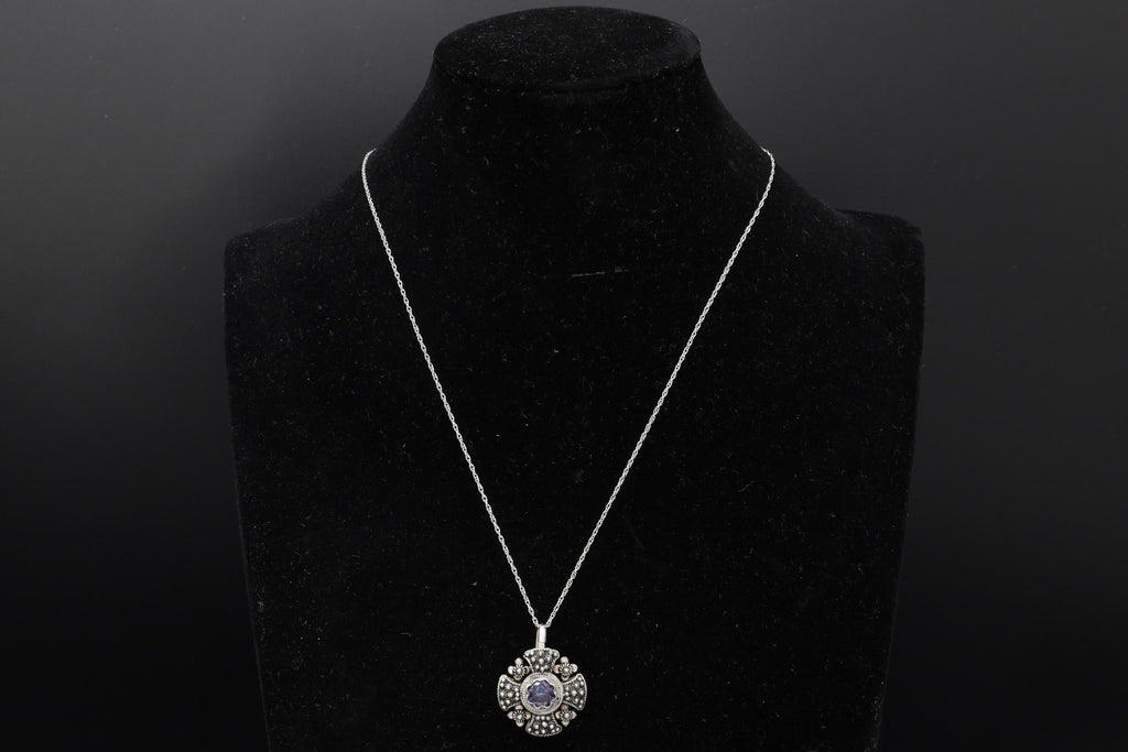 Jerusalem Cross Pendant Necklace, Crusaders Maltese Cross, 835 Silver Jewelry, Holy Land, Israel, Palestine, Vintage 1950s Accessories