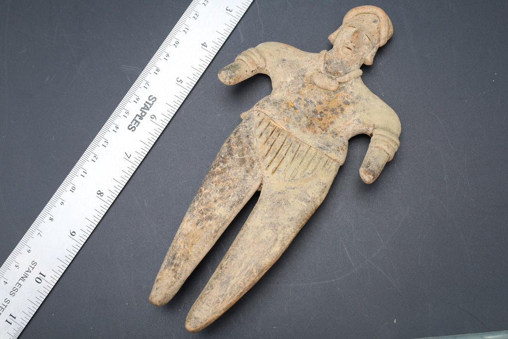 Ancient Pre Columbian Colima Pottery Standing Figure, Full Body Idol Dated As Between 100 BCE To 250 AD, Western Mexico, Mesoamerica Art