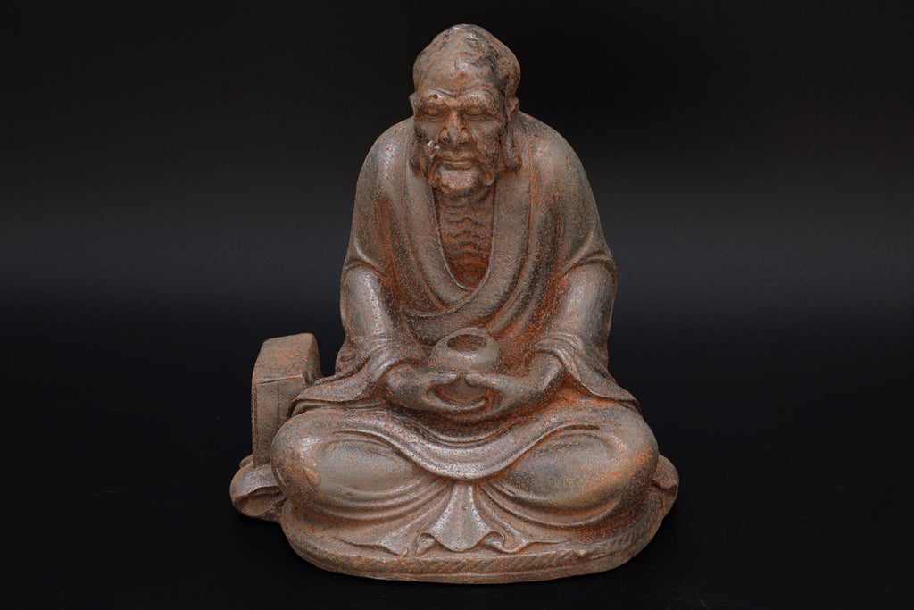 Arhat, Buddhist Monk In Meditation, Cast Bronze, Dated As Early 20th Century, Late Qing Dynasty Or Republic Period. Oriental Sculpture Art