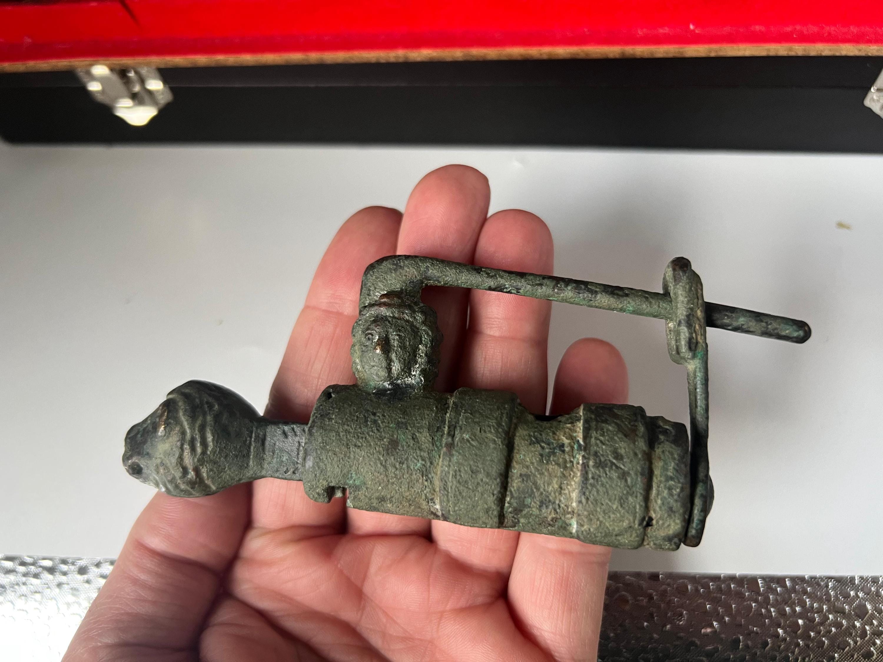 Extremely RARE, Roman Empire Bronze Barrel Padlock Functioning With The Original Key, Dated Between 2nd To 4th Century AD, Ancient Rome