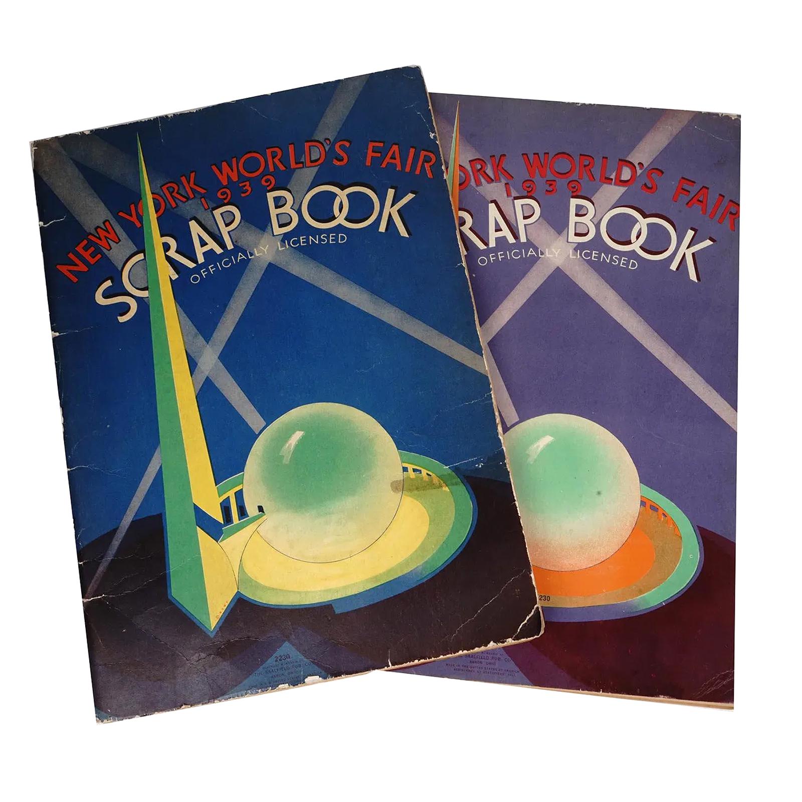 New York World Fair Of 1939, A Pair Of Scrapbooks With The Official Covers, Books And Paper Ephemera Collectibles, Americana Memorabilia