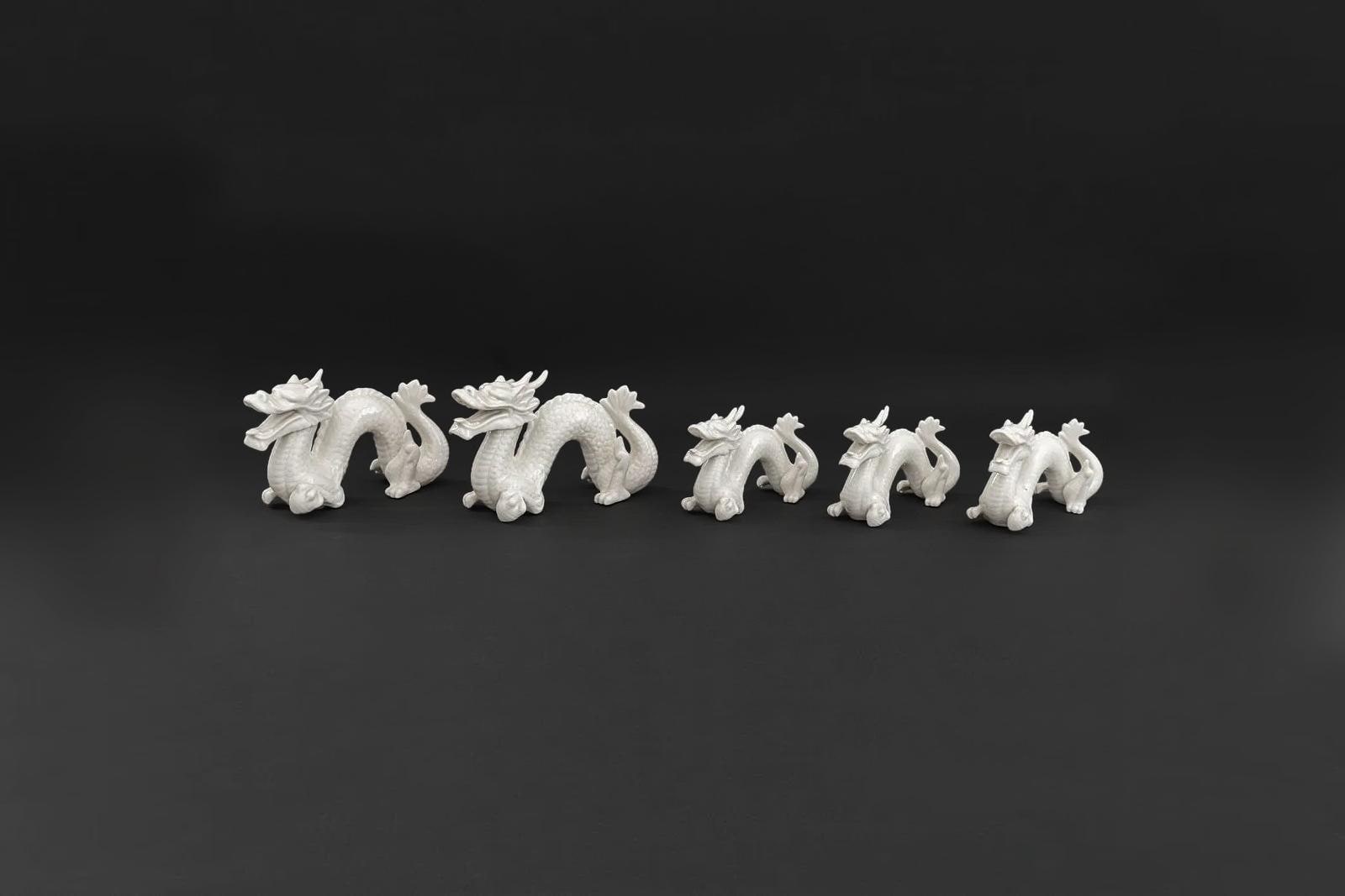 Japanese White Glazed Porcelain Dragon Figure, Small Sculptures Of Chinese Zodiac Sky Serpents Loong, Asian Mythology, Blanc De Chine