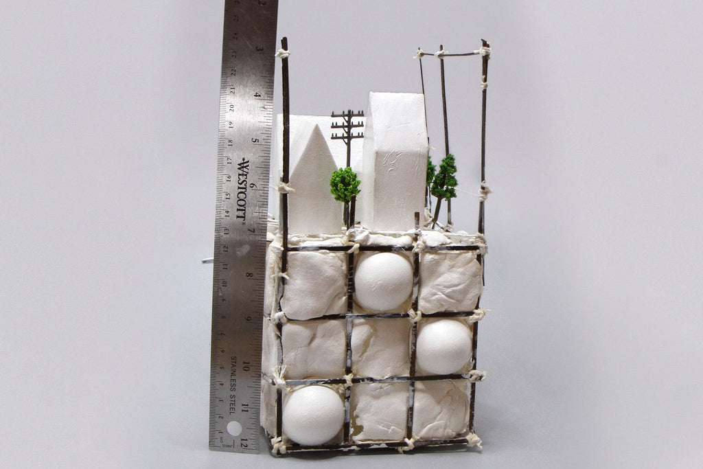 Small Landscape in the Anthropocene, Architecture Model, Ecology Propaganda, Recycled Trash Art, Figurine Sculpture, Mixed Media Assemblage
