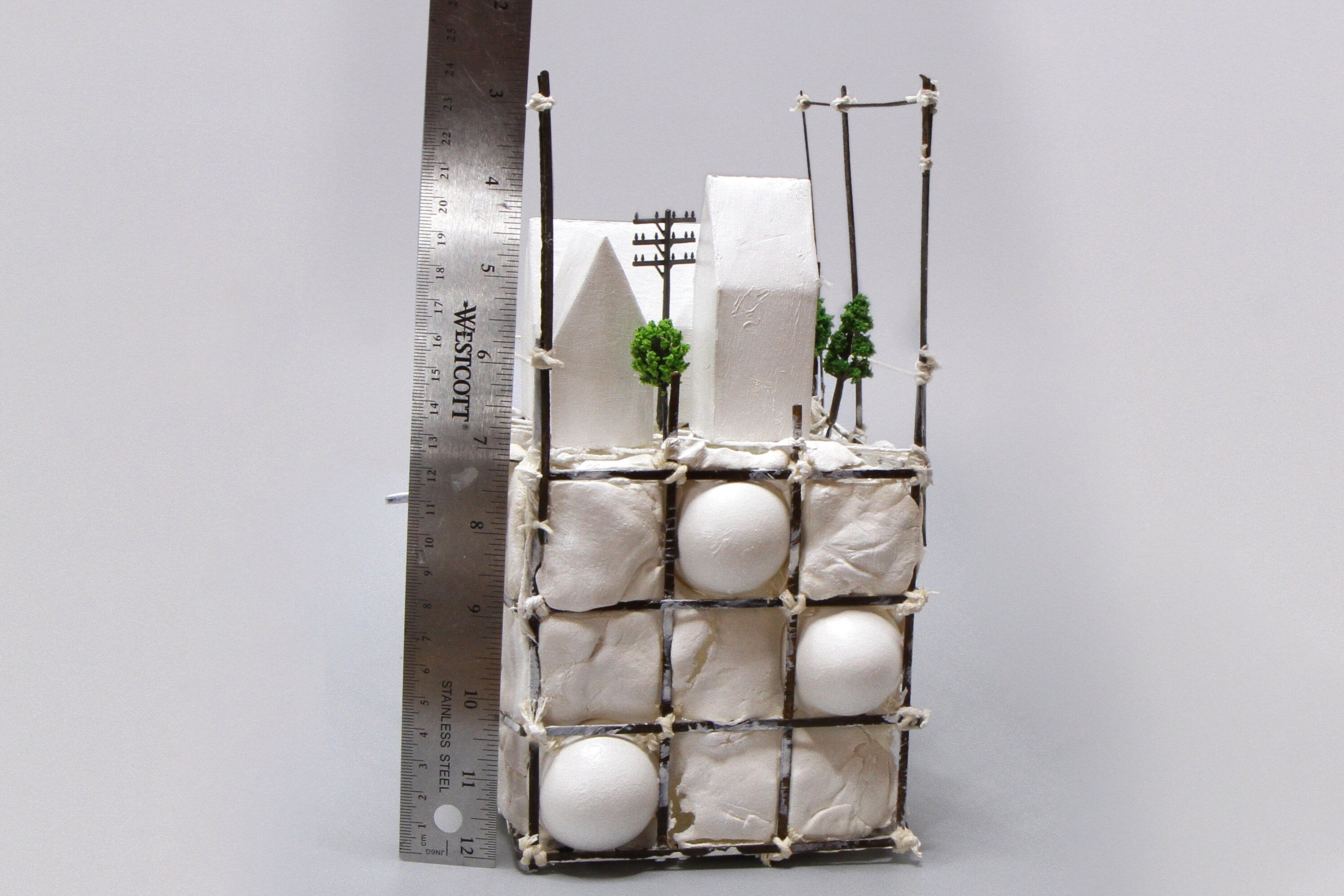 Small Landscape in the Anthropocene, Architecture Model, Ecology Propaganda, Recycled Trash Art, Figurine Sculpture, Mixed Media Assemblage