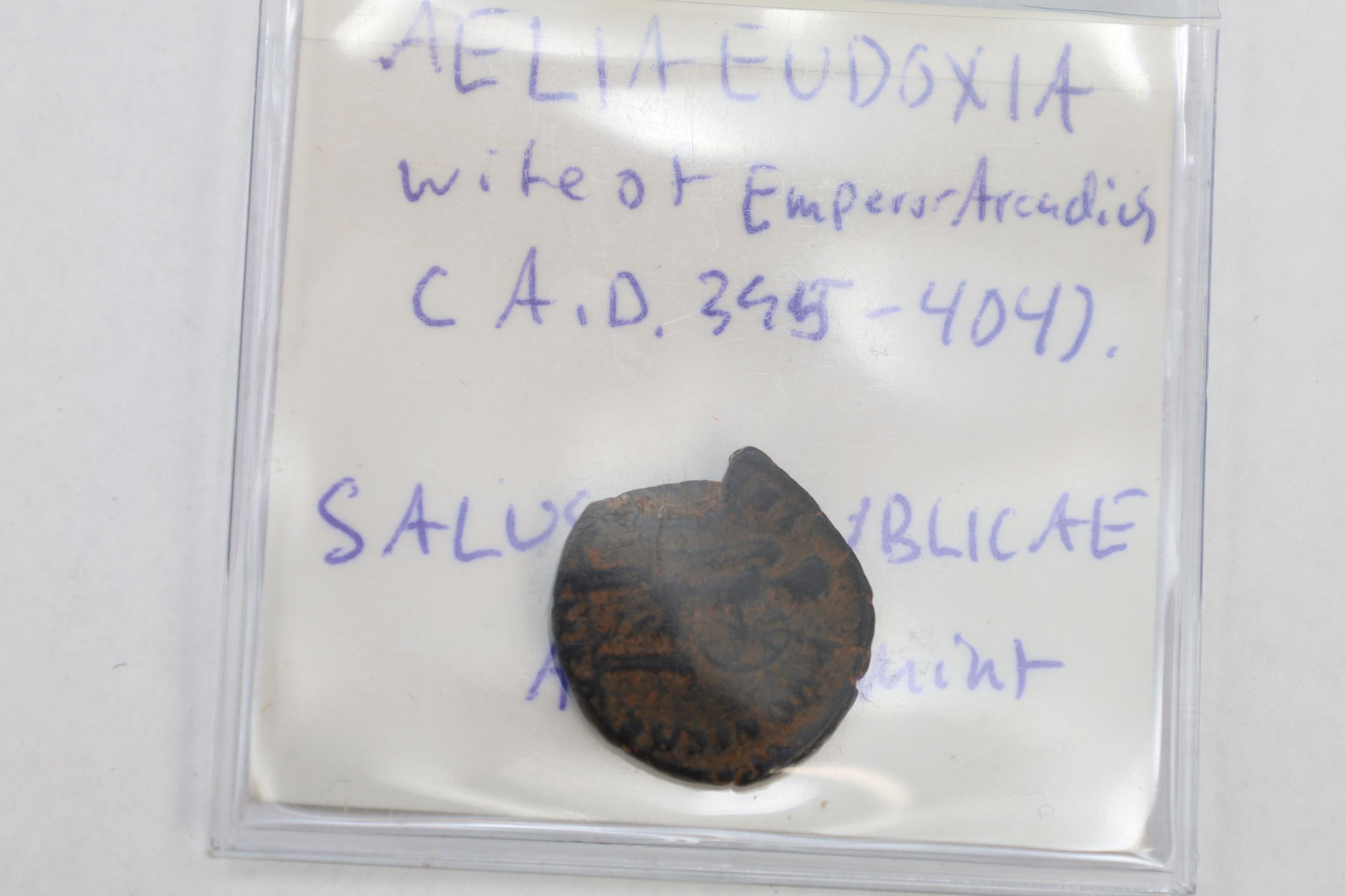 Ancient Roman Coin, Empress Aelia Eudoxia, Salus Reipublicae Bronze Coin, Antioch Mint, Numismatics And Historical Collectibles