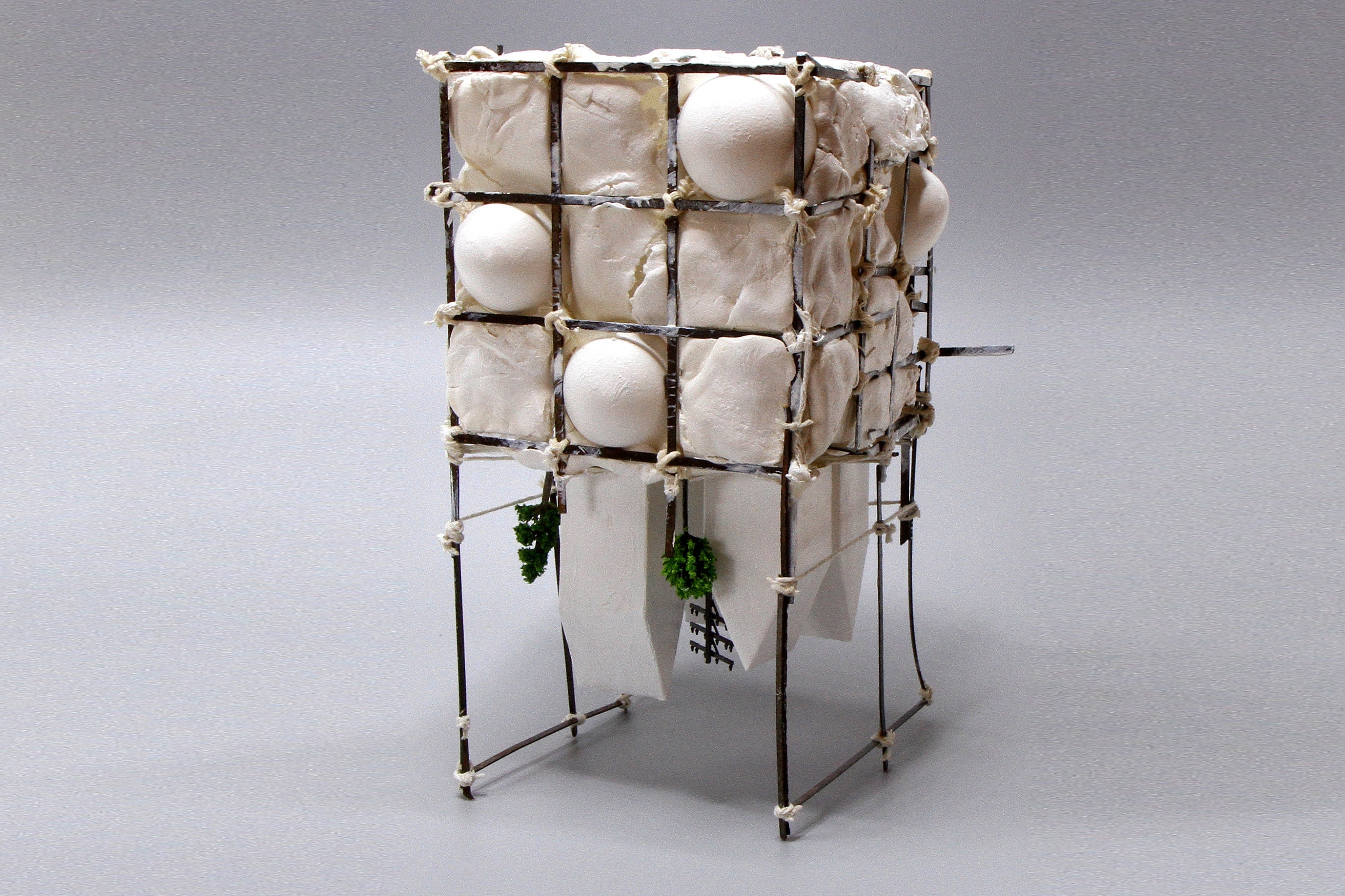 Small Landscape in the Anthropocene, Architecture Model, Ecology Propaganda, Recycled Trash Art, Figurine Sculpture, Mixed Media Assemblage