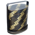Antique 1900s Japan Meiji Bento Lacquer Wooden Box With Three Tiers, Black And Gold, Storage Hamper With Top Lid, Dry Food Nuts Container