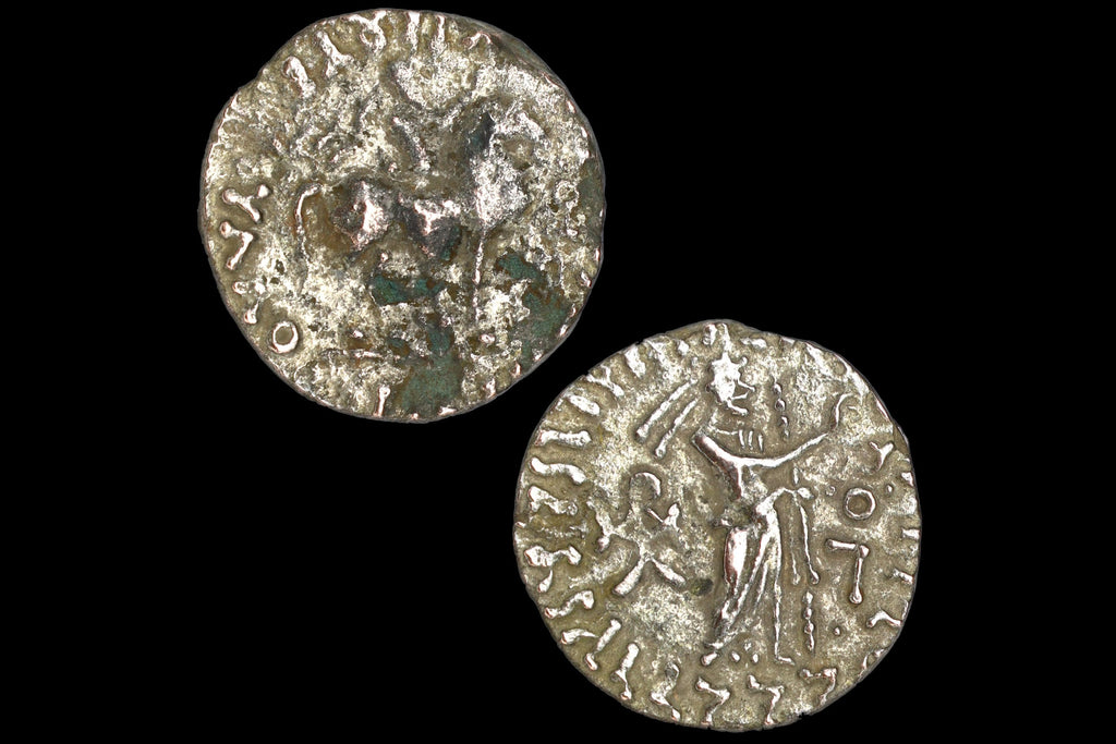 Ancient 1st Century BCE Hellenistic Billon Coin, Indo Scythian Kingdom Of Azes II, Bactria In Central Asia, Numismatics And Collectibles