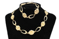 Jewelry Set By Sterling Symmetalic, Necklace And Bracelet, Vintage 1950s American Jewelry, Oval Flower Links, Retro Fashion Accessories