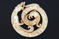 Chinese Round Amulet, Carved Stone Dragon And Phoenix Mythological Animals, Two Sided Round Pendant, Feng Shui, Oriental Asian Accessories