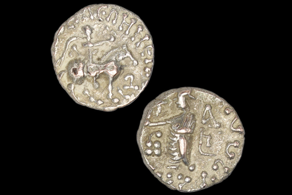 Ancient Hellenistic Central Asia, Small Drachm 1st Century BCE, Indo Scythian Coin Of Kingdom Azes I. Numismatics, Collectibles, Antiquities