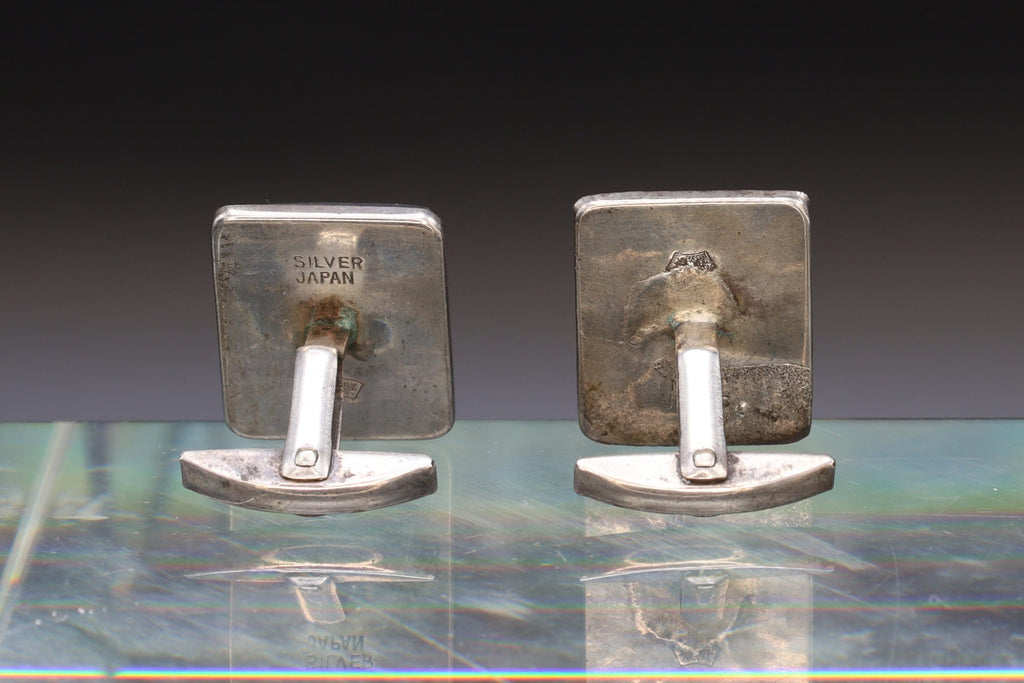 Toshikane Cufflinks, Sterling Silver And Porcelain, Okina Noh Theatre From Japan Hakushiki-jo Mask, Happy Old White Man, Fashion Accessories