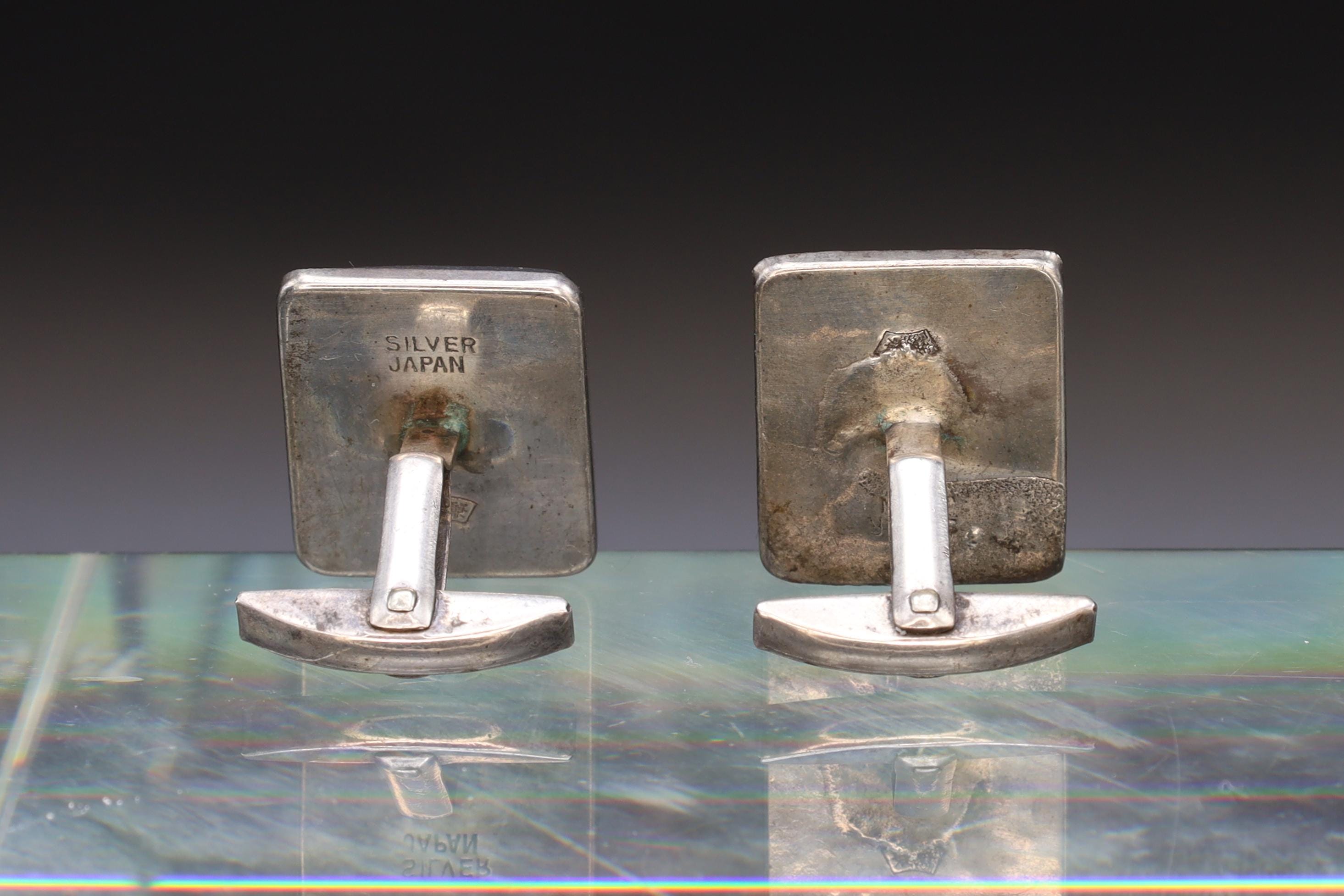 Toshikane Cufflinks, Sterling Silver And Porcelain, Okina Noh Theatre From Japan Hakushiki-jo Mask, Happy Old White Man, Fashion Accessories