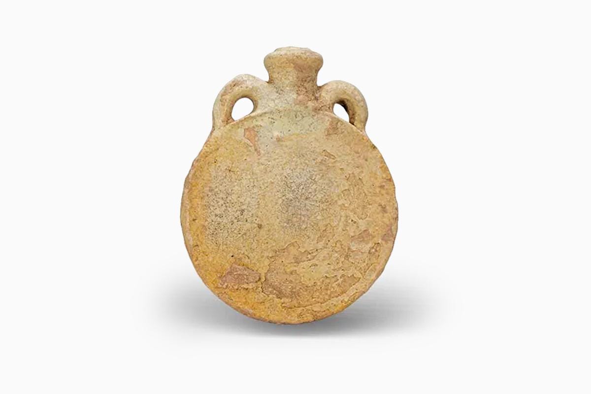 Ancient Egypt, Faience Ceramic Pilgrim Flask, Dated Ca 300 BCE To 80 AD. Hellenistic Ptolemaic To Early Roman Egyptian Province