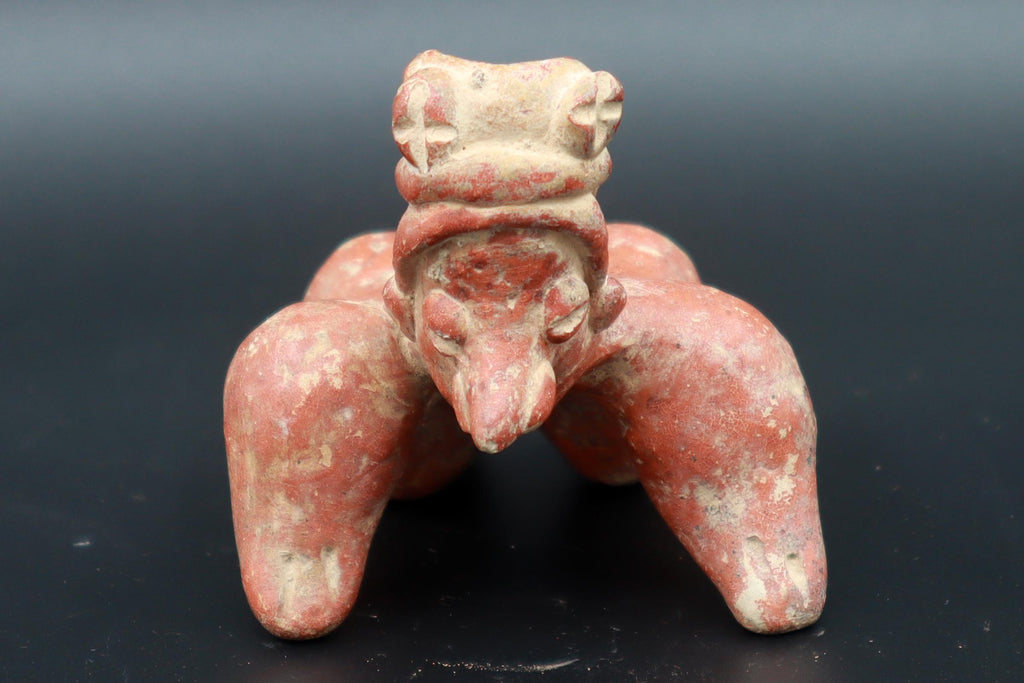Ancient Pre Columbian Nayarit Pottery Female Crawling Child Figure, Chinesco Type 300 BCE to 300 AD, West Mexico, Mesoamerican Burial Art