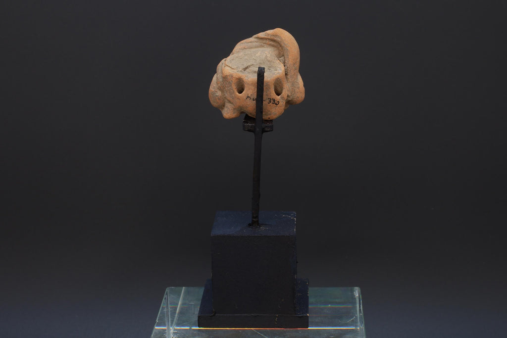 Ancient Huastec Head Figure Orange Pottery, Circa 300 AD Panuco River Style, Veracruz PreColumbian Ceramic Idol Figure, Prehispanic Mexico