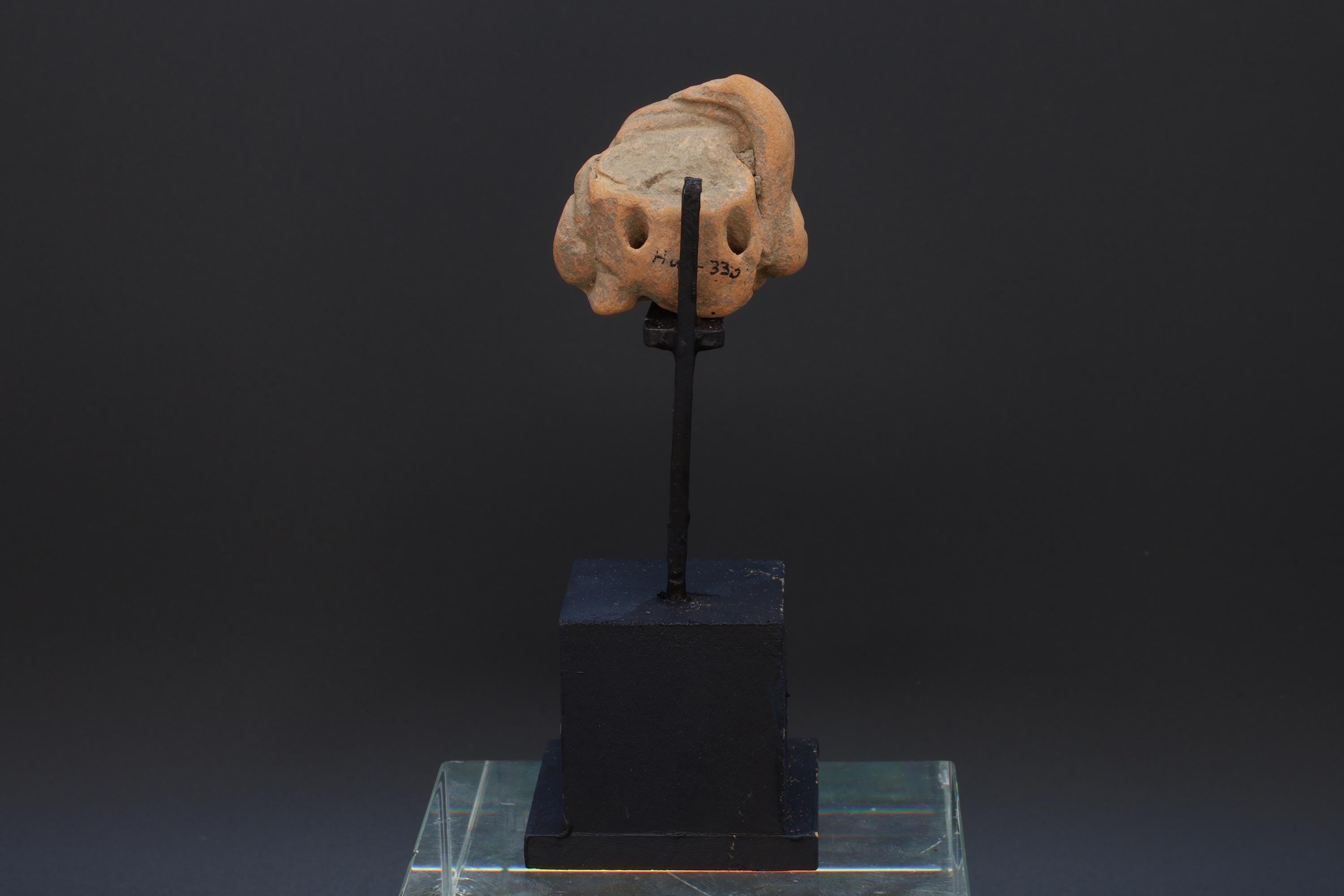 Ancient Huastec Head Figure Orange Pottery, Circa 300 AD Panuco River Style, Veracruz PreColumbian Ceramic Idol Figure, Prehispanic Mexico
