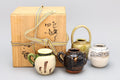 Shigeru Yamaguchi, Vintage 1980s Japanese Tea Caddies Shiteki, Seto Ware, Four Seasons Set, Asia Japan Pottery Art