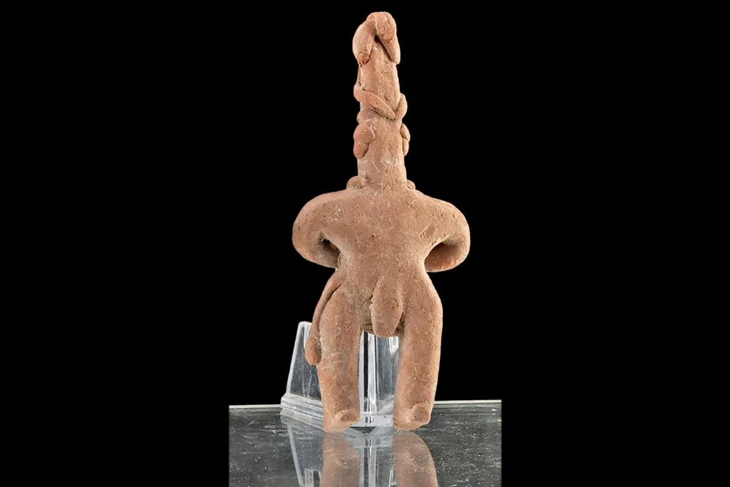Ancient Pre Columbian Colima Pottery Standing Warrior Figure, Full Body Idol Dated Between 200 BCE To 250 AD Western Mexico, Mesoamerica Art