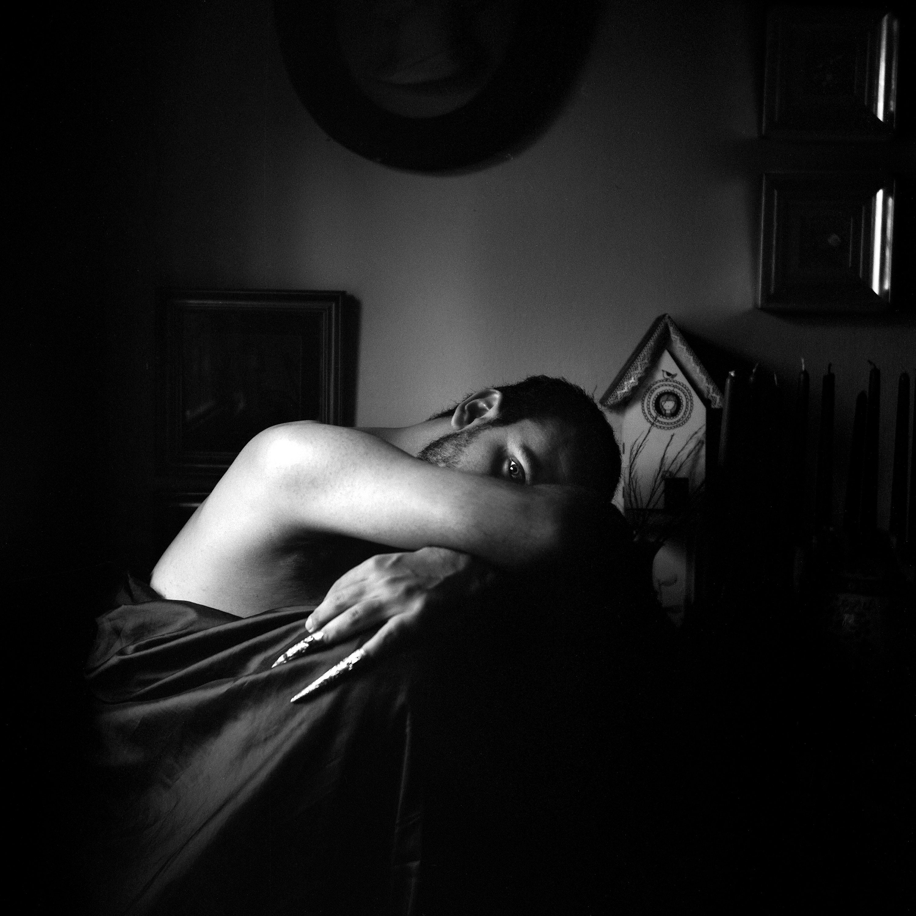 Lachrimae Caravaggio, Portrait of a Young Man, Baroque Male Portraiture, Large 24 x 24 inches prints, Black and White Analogue Photography