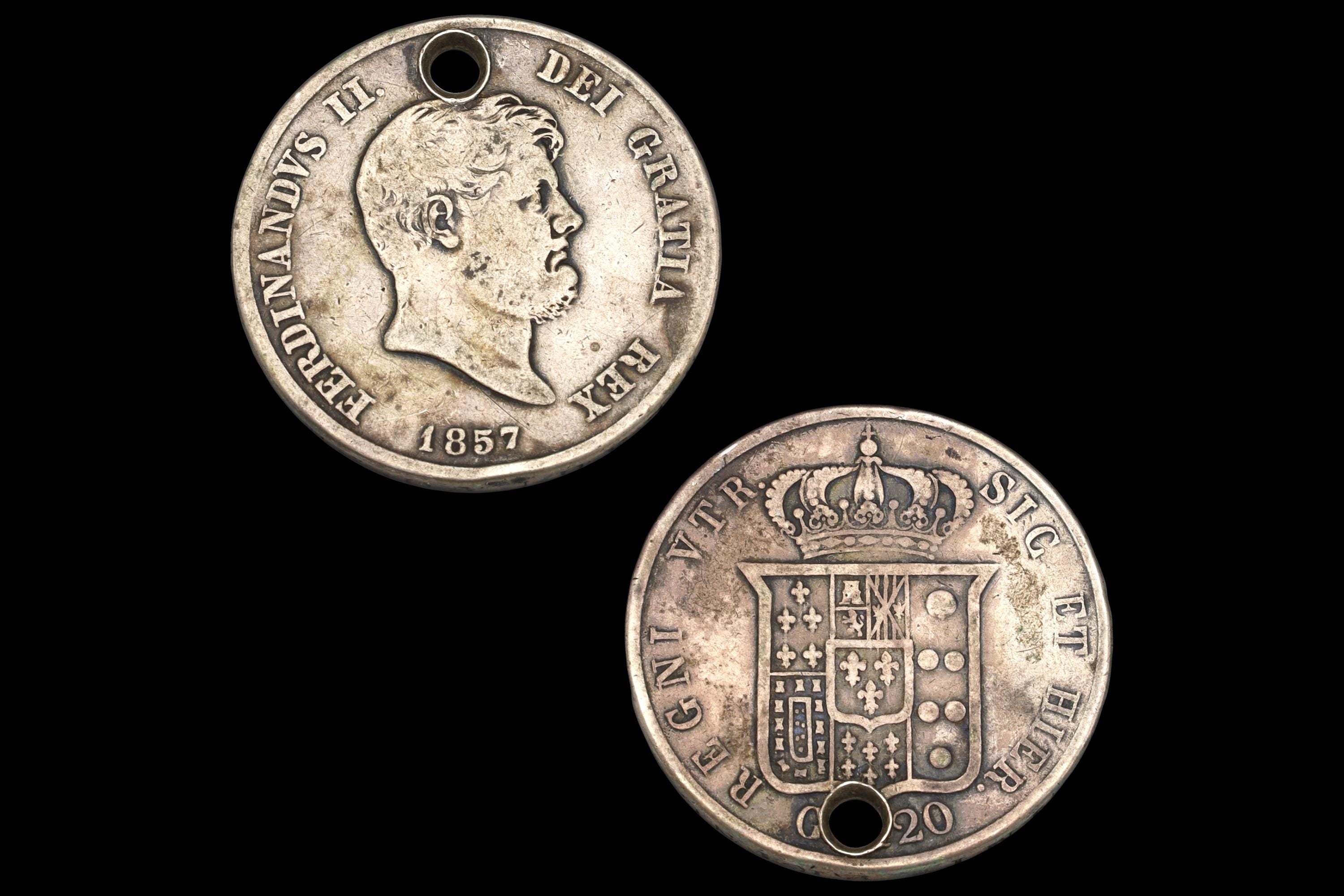 Italian States 120 Grana Of Ducat 1837 Silver Coin. Kingdom Of The Two Sicilies. King Ferdinand II Coinages Mint On Naples 19th Century