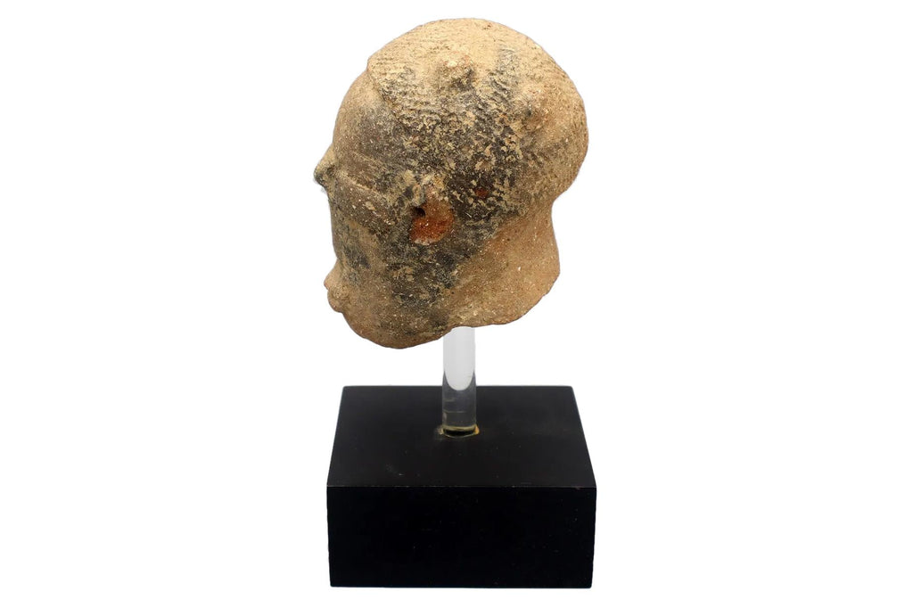 Ancient NOK Civilization Terracotta Burial Female Sculpture With Stand, A Head Figure 200 BC To 200 AD, West Africa Antiquities And Art